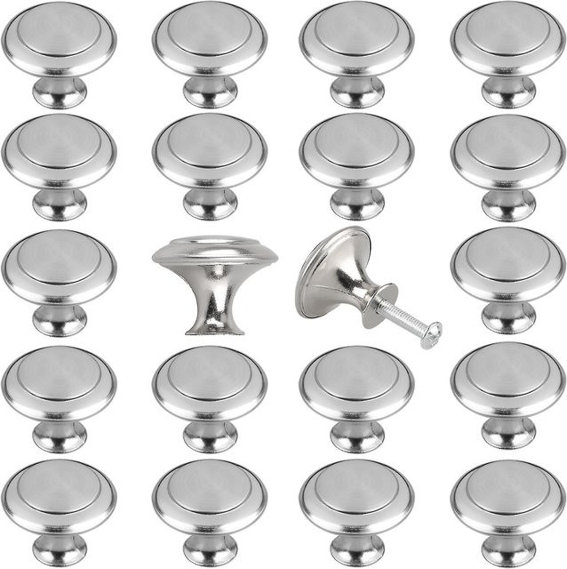 20 Stück Eeekit Küchenschrankknöpfe aus gebürstetem Nickel in Silber für Schubladen und Kommoden - Bild 1