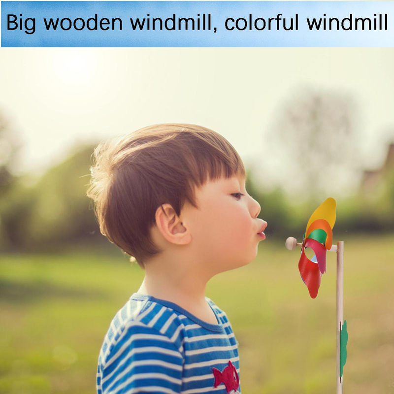 4er-Set Windmühlen von Kidsly aus Kunststoff und Holz in Multicolor, Höhe: 12 cm, zur Dekoration für Garten, Rasen und Party - Bild 3