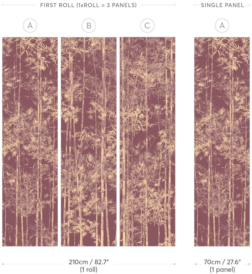 Sian Zeng Mural Wandbild Bamboo Gold Burgundy in floralem Design - Bild 2