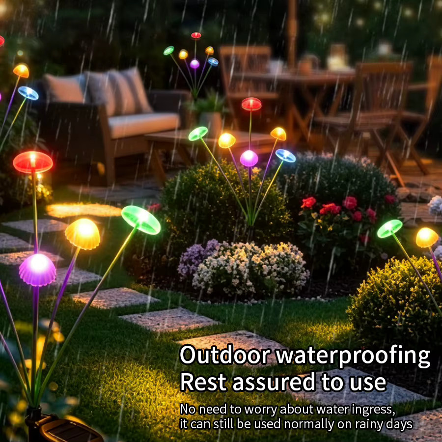 GGBEE Quallenförmige Solar-LED-Rasenlampe in Schwarz als wasserdichte Gartenleuchte für den Außenbereich mit Dämmerungssensor - Bild 2