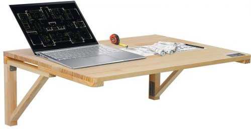 VEVOR Wandklapptisch aus Kiefernholz in Braun, schwebender Klapptisch mit Eisenhalterung, B/T: 80 x 60 cm - Bild 1