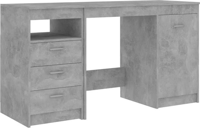 vidaXL Schreibtisch mit Schrank in Betongrau, modern, Holzwerkstoff, B: 140 cm, T: 50 cm, H: 76 cm - Bild 1
