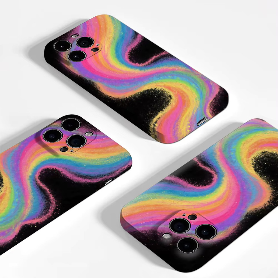 Rainbow Streamer Handyhülle für Apple iPhone 17 16 15 14 13 12 Pro Max Plus mit doppelschichtiger Rückseite in Multicolour - Bild 3