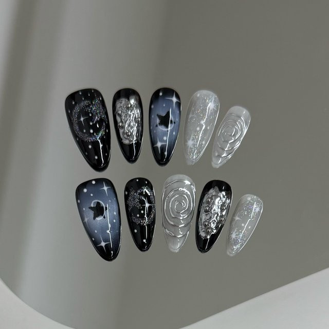 YADORNOS Press on Nails Mandel, 10 Stück, Glänzend, Damen - Bild 1