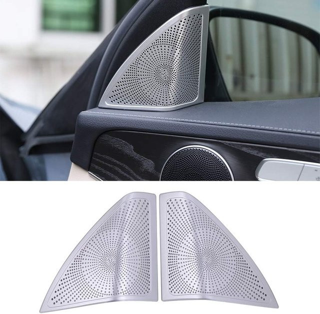 Suetlcoity Stereo Lautsprecher Abdeckung Trim für Mercedes-Benz C-Klasse W205 2015-2019 in Silber - Bild 1