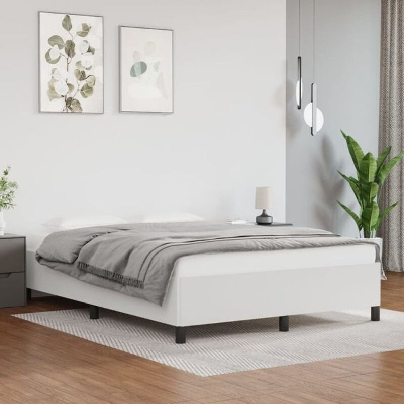 vidaxl Polsterbett aus Kunstleder in Weiß, B/T/H: 140 x 200 cm - Bild 1