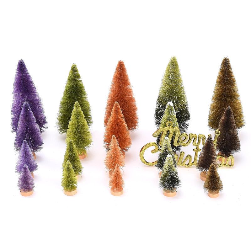 GoolRC 21er Set Kunstweihnachtsbäume aus Sisal und Holz in Mehrfarbig - Bild 6