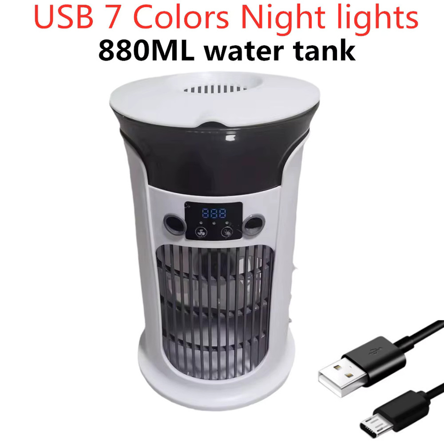 Houselin Mini Tragbare Klimaanlage und Luftbefeuchter mit USB-Anschluss und Nachtlampe in Grün und Weiß - Bild 2