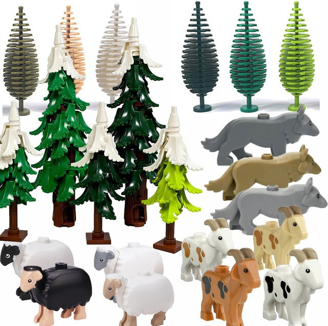 BRICKPANDA Bauernhof-Tierspielzeug-Set, 5-teiliges Set, Holz, multicolor - Bild 1