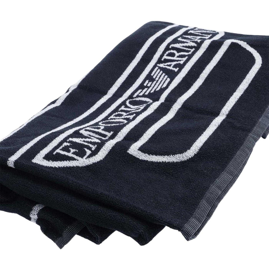 Emporio Armani EA7 Strandtuch mit großem Logo in Dunkelblau, One Size - Bild 2