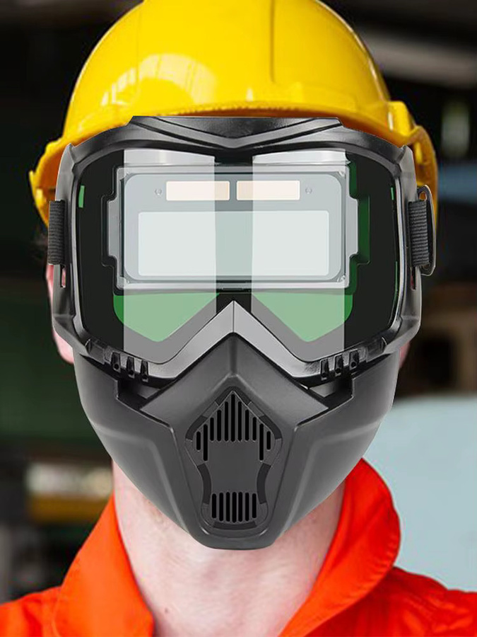 Automatischer Schweißhelm mit Lichtwechsel und atmungsaktiver Maske, Schwarz, verstellbares Kopfband - Bild 4