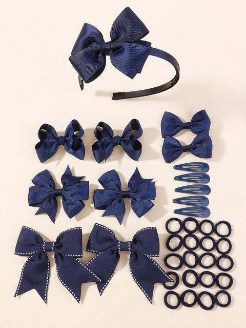 HAHAYL Haarspangen, Haarbänder, Haarseil, marineblau, 34-teiliges Set, Kinder - Bild 1