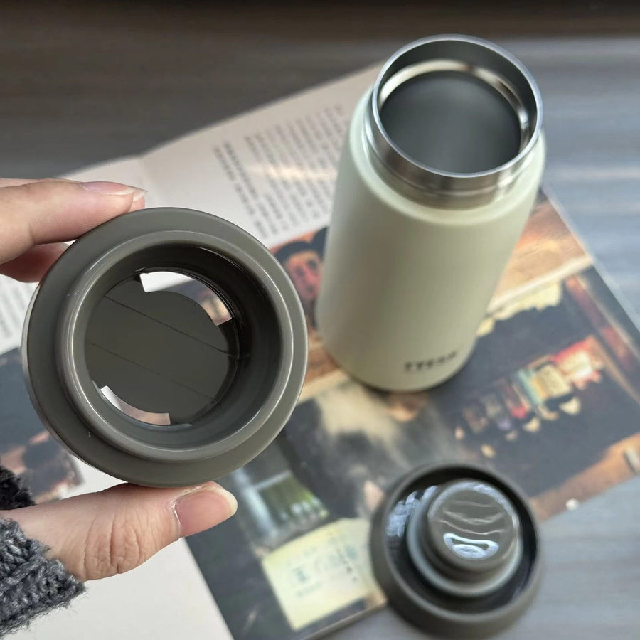Tyeso Thermosflasche aus Edelstahl mit mattiertem Design, isolierter Vakuum-Reisebecher, 350 ml, in Lila oder Grün - Bild 2