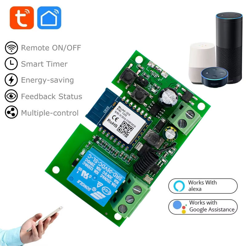 Tuya Smart Switch Modul 1 Kanal Wifi Relais für Home Automation mit Alexa und Google Home, Grün - Bild 2