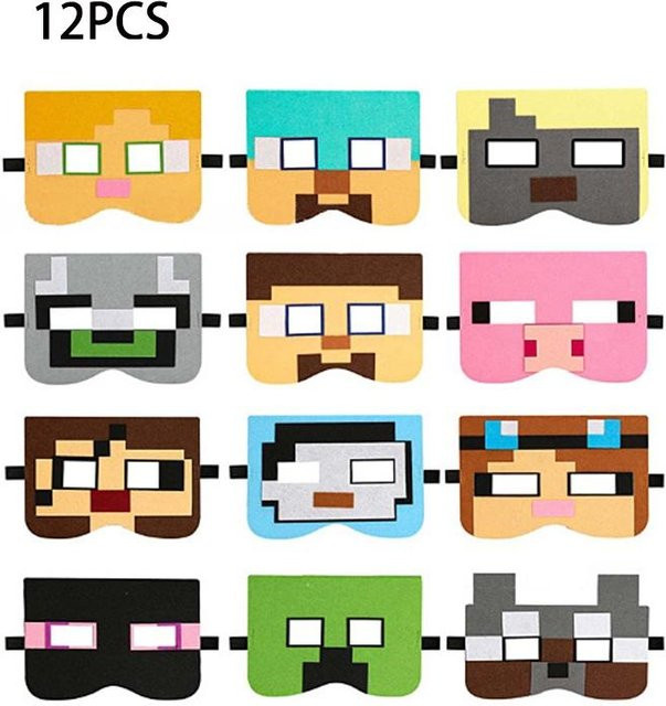 LumenLoom Minecraft Maske, 12-teiliges Set, Filz, Bunt / Mehrfarbig - Bild 1