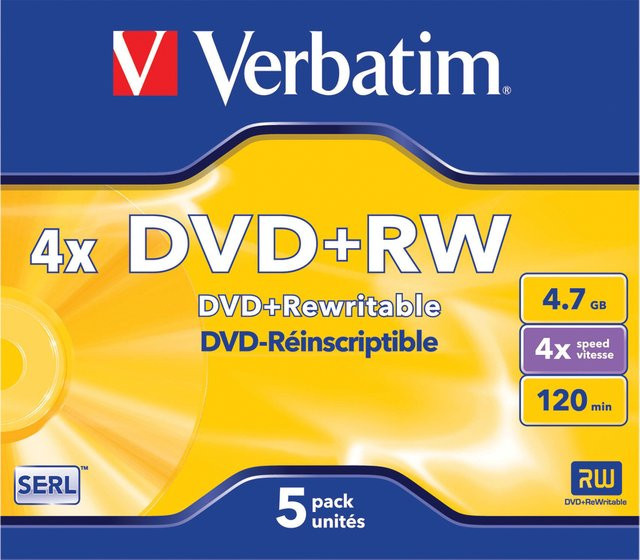 Verbatim DVD+RW Rohlinge 4.7 GB, 5er-Pack Jewelcase, Silber Matte Oberfläche - Bild 2