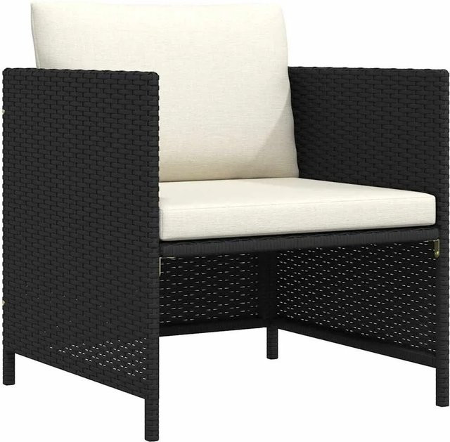 vidaXL Gartensofa aus Poly-Rattan mit Kissen in Schwarz - Bild 1