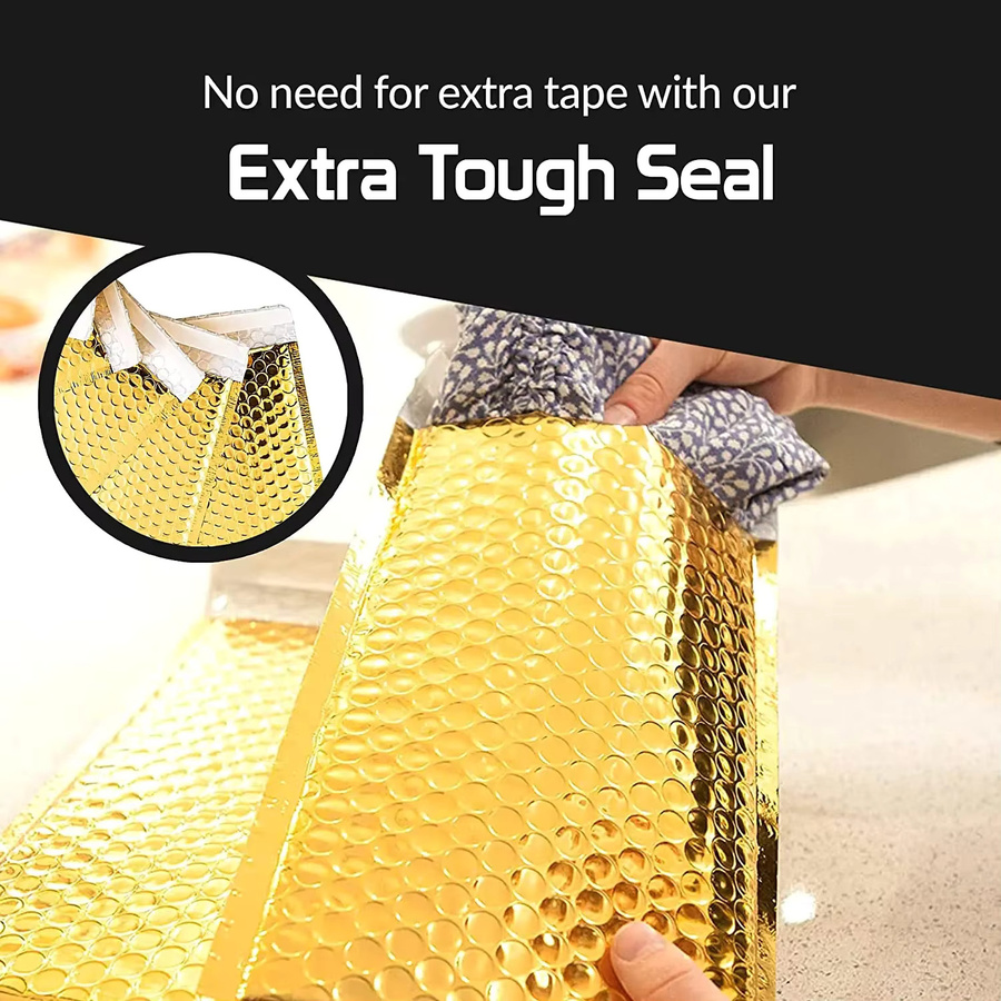 100 Stück goldene metallische Luftpolstertaschen aus Aluminiumfolie, wasserdichte selbstklebende Versandumschläge für Geschenkverpackungen - Bild 4
