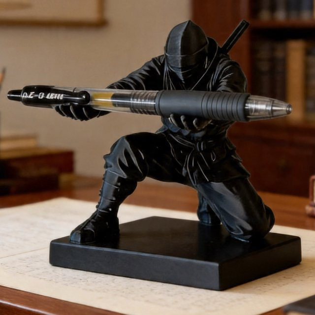 Ninja 3D-gedruckter Schreibtisch-Organizer Stifthalter in Schwarz oder Weiß - Bild 1