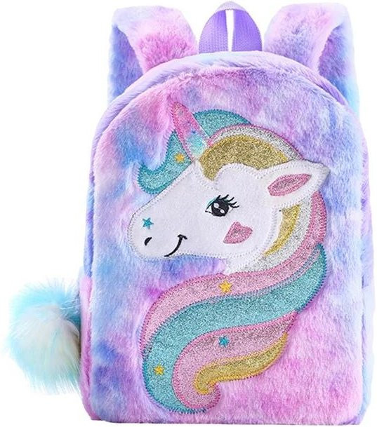 Kidsly Einhorn-Plüsch-Rucksack, bunter weicher Plüsch-Rucksack - Bild 1