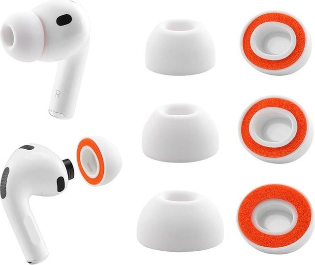 2er-Set Memory Foam Ohrpolster für Apple AirPods Pro 1 und 2 in Weiß - Bild 1