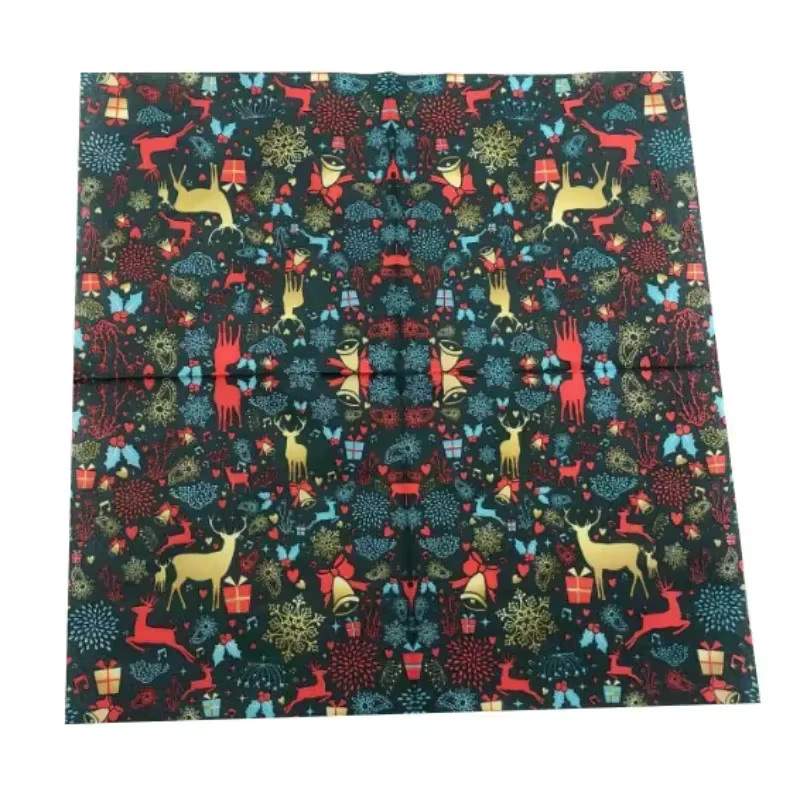 20 Stück GUANYAO Weihnachts Servietten mit Elch- und Feuerwerk-Motiv, bunt bedruckt, quadratisch, 33 x 33 cm - Bild 3