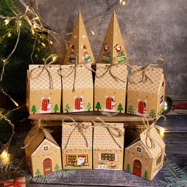 24er Set Meidding Weihnachtliche Lebkuchenhaus Geschenkboxen für Adventskalender und Weihnachtsdekoration - Bild 1