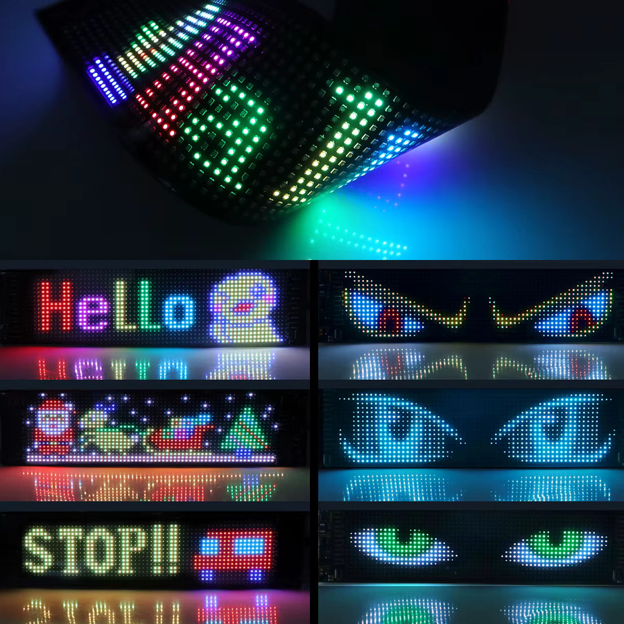 2er-Set MALITAI Programmierbare RGB LED Zeichen Matrix Pixel Panel Nachtlicht in Schwarz mit DIY Scroll-Text und Animationen für Auto und Lkw - Bild 5