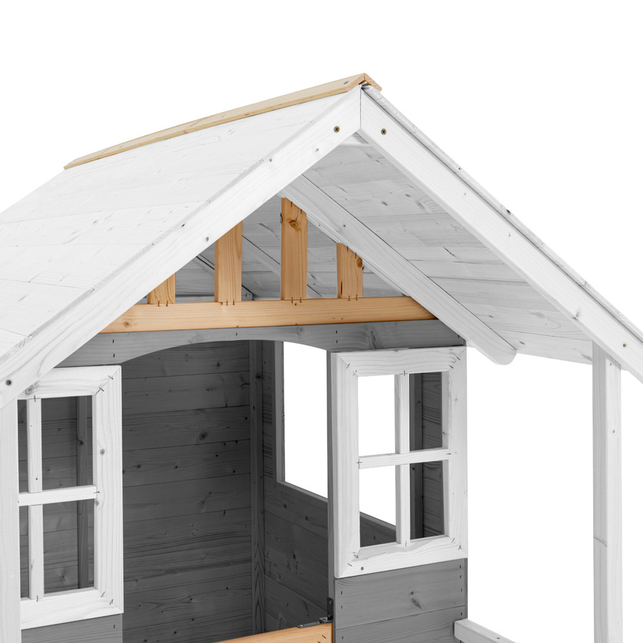 Zwerkules Spielhaus Valli mit Veranda in Natur und Grau, B/T/H: 137 x 121 x 140 cm - Bild 3