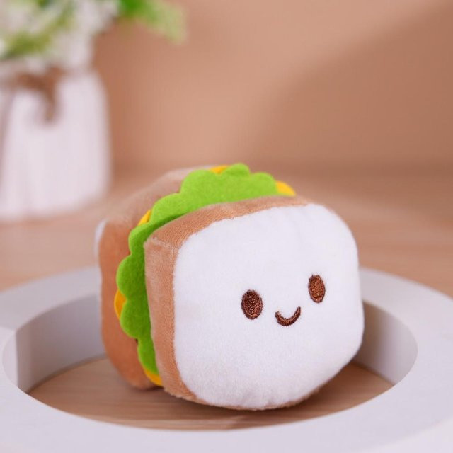 Schlüsselanhänger Hamburger Plüschtier, Hähnchenschenkel, Pommes Frites, beige, Unisex - Bild 1