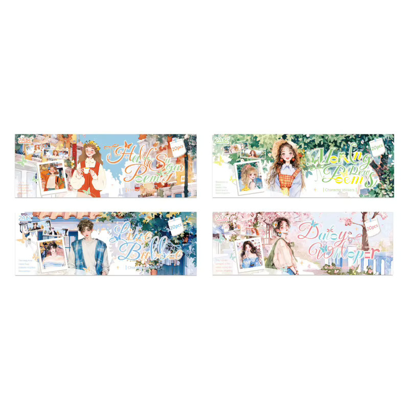 20 Blatt Cartoon-Mädchen Aufkleber mit niedlichen Teenager-Designs in Multicolour für Bastelarbeiten und Karten - Bild 2