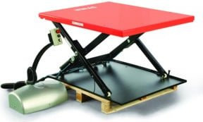 STIER Flach-Scheren-Hubtisch in Rot mit einer Tragkraft von 1000 kg, Plattform B: 145,0 cm, T: 114,0 cm - Bild 1