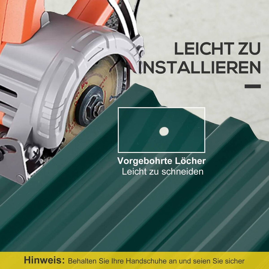 Outsunny Trapezblech Set aus verzinktem Stahl in Grün, 12 Stück Dachplatten für Carport oder Gerätehaus, B/H/L: 45 x 0,25 x 129 cm - Bild 4