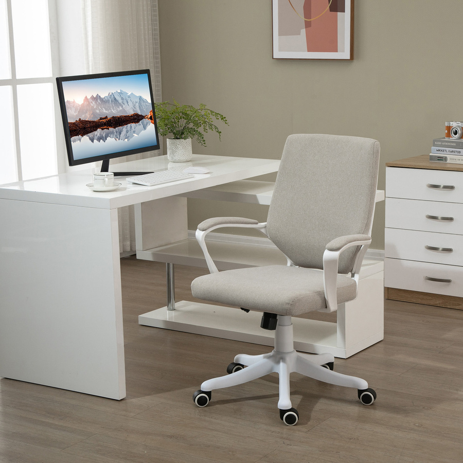 Vinsetto Ergonomischer Bürosessel in Beige mit Lendenwirbelstütze und Armlehnen für Büro und Homeoffice - Bild 2
