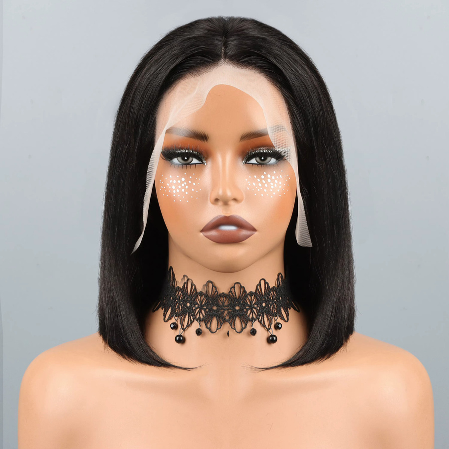 HALOQUEEN HAIR Bob-Perücke, Echthaar, HD-Spitzenfront, gerade, Damen - Bild 7