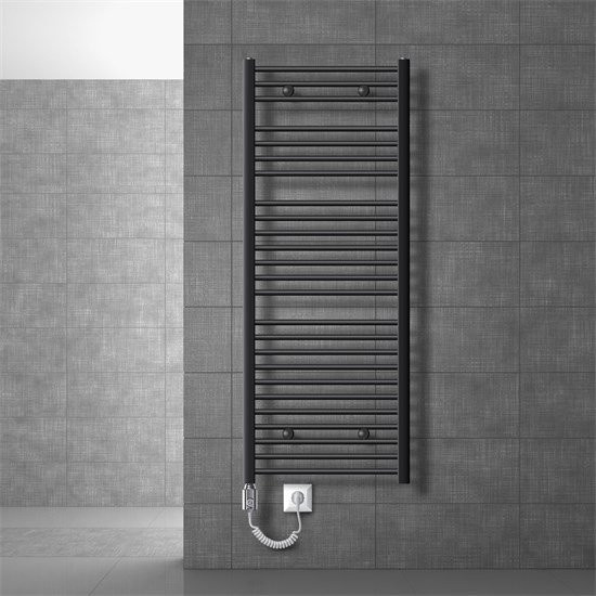 Elektrischer Badheizkörper LuxeBath Anthrazit gebogen mit Heizstab 1200W, B/H: 60 x 150 cm - Bild 1