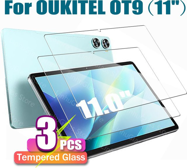 Displayschutzfolie aus gehärtetem Glas für OUKITEL OT9 (2024) 11 Zoll, transparent, HD, 9H Härte, anti-fingerabdruckbehaftet und blasenfrei - Bild 1