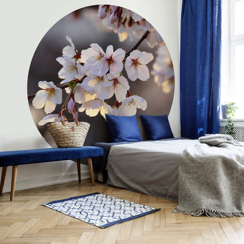 K&L Wall Art Runde Vliestapete Kirschblüten Baum Knospen mehrfarbig matt B/H: 236 x 236 cm - Bild 3