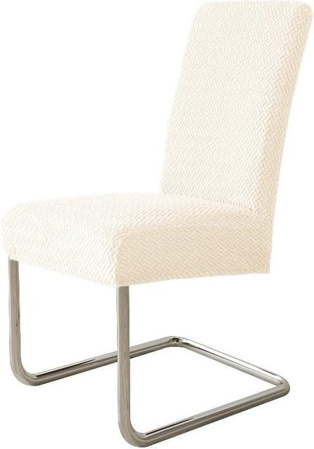Yiran Furniture Stuhlbezug aus elastischem Köper in Beige, Staubdichter Esszimmerstuhlbezug für Zuhause und Hotel, B/T/H: 45 x 38 x 4 cm - Bild 1