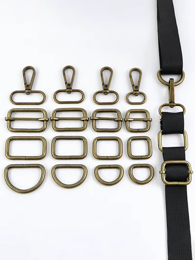 Meetee Metall D-Ring Verschluss Drehbarer Karabinerhaken in Gold für Rucksack und Taschen DIY Hardware Zubehör 20-38mm - Bild 3