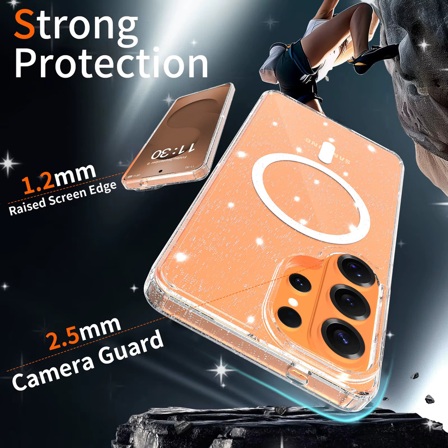 Magnetische Glitzerhülle für Samsung Galaxy S26 Ultra S25 Plus S24 S23 mit MagSafe Funktion in Transparent - Bild 2