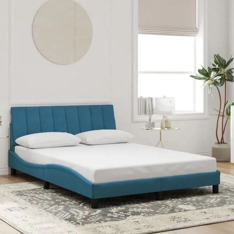Polsterbett hanko von vidaxl in Blau aus Samt, Metall und Holzwerkstoff, B/T: 140 x 190 cm - Bild 1
