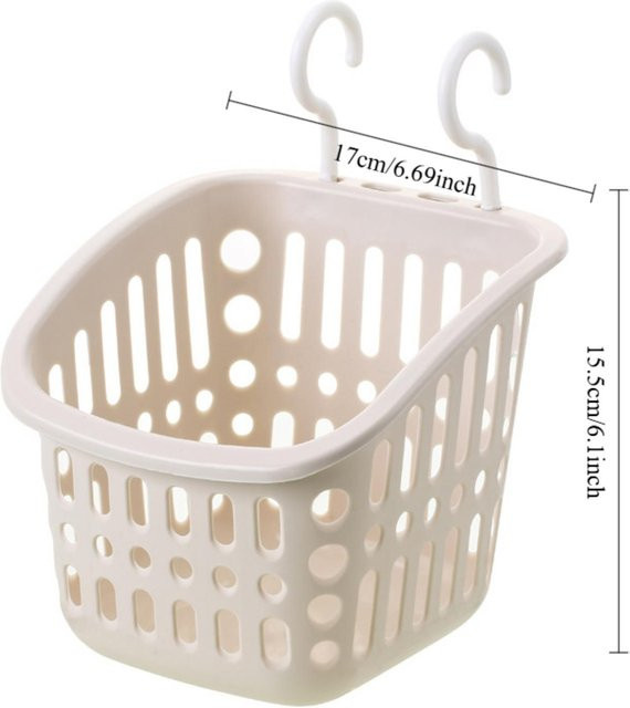 Pearclub Hängender Korb-Organizer aus Kunststoff für die Dusche mit Haken, beige, B: 17 cm, H: 15,5 cm, T: 15,5 cm - Bild 1