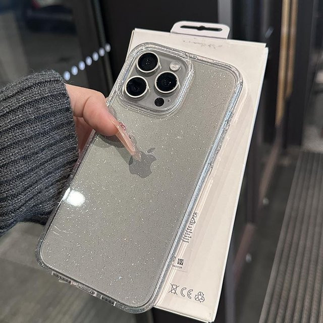 Glitzer Silikon Hülle für Apple iPhone in Transparent/Weiß mit Bling-Effekt aus weichem TPU - Bild 1