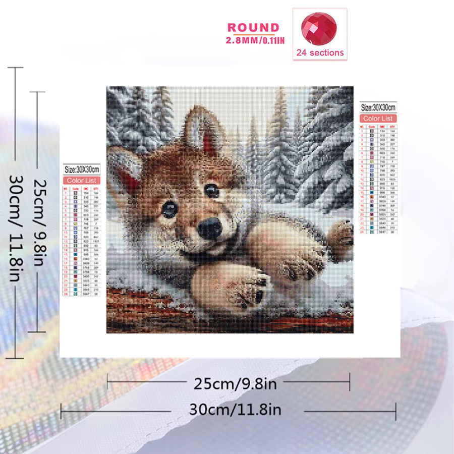 Evershine 5D DIY Diamond Painting Set Hund im Winter mit runden Steinen in Multicolour - Bild 2