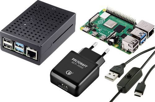 TRU Components Pure Set Raspberry Pi 4 B 1GB mit Gehäuse und Netzteil in Schwarz - Bild 1