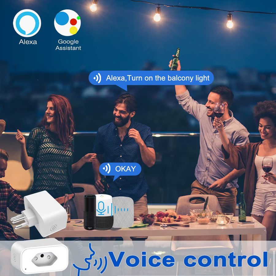 Tuya WiFi Smart-Steckdose mit Brasilianischem Steckertyp N in Weiß, Fernsteuerung und Sprachsteuerung via Smart Life App mit Timer, Countdown und Überlastschutz - Bild 3