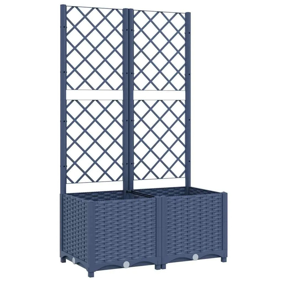 vidaXL Garten-Pflanzgefäß mit Spalier in Blaugrau aus Polypropylen, B/T/H: 80 x 40 x 136 cm - Bild 2