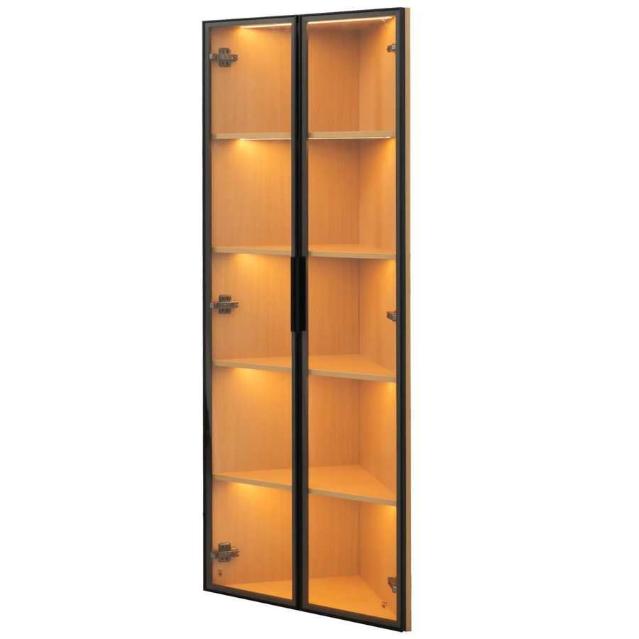 okwish Vitrine mit LED-Beleuchtung und Glastüren in Eiche Natur, B/T/H: 62 x 35 x 160 cm - Bild 2
