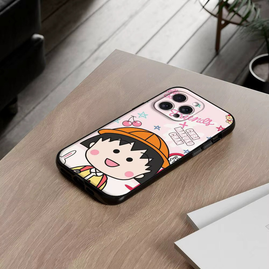 Chibi Maruko Chan Handyhülle für iPhone 11 bis iPhone 17 Pro Max in Schwarz und Multicolour als weiche Schutzhülle - Bild 3